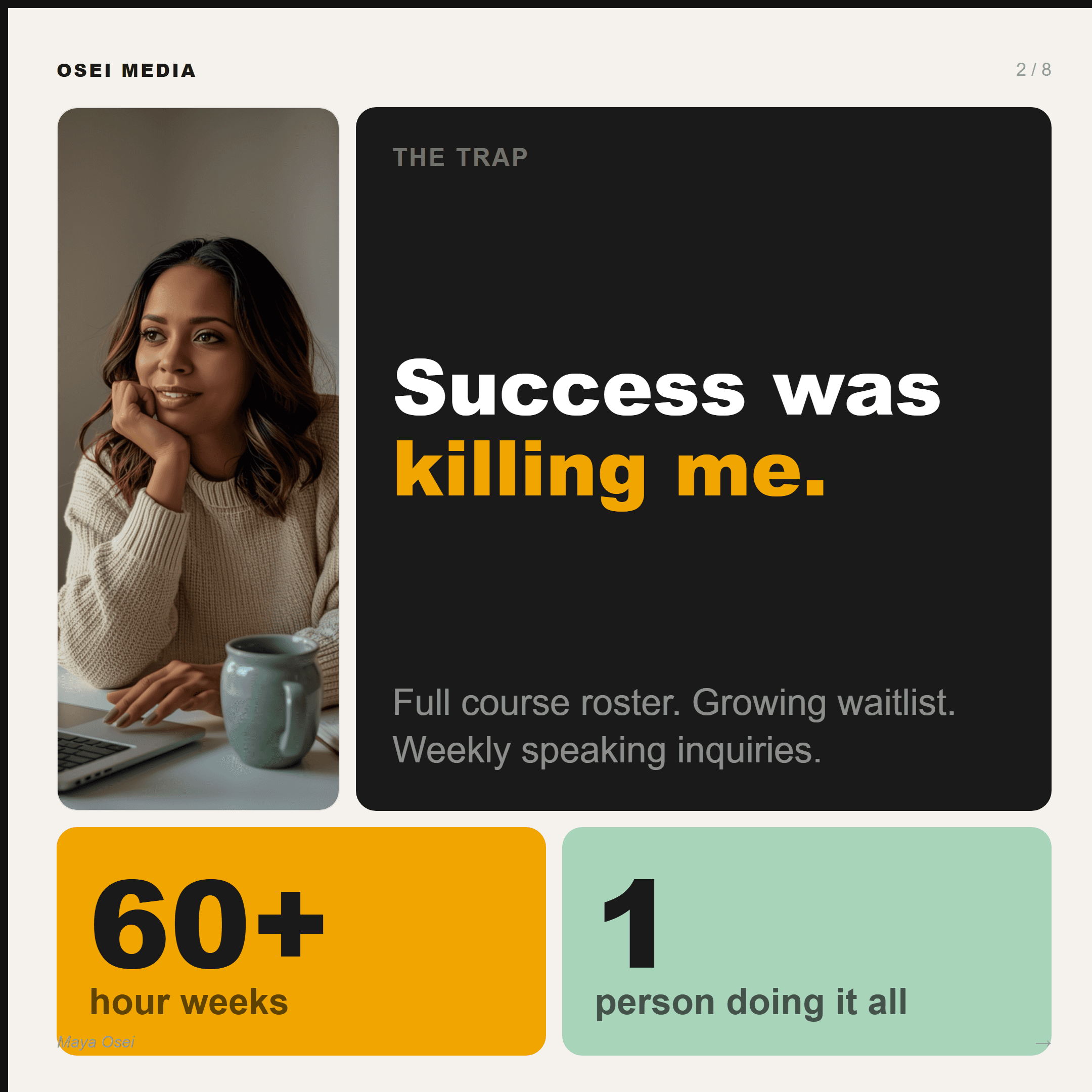 Bento grid success was killing me with woman portrait