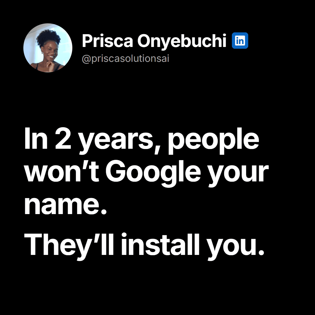 Install me not Google me — LinkedIn post graphic